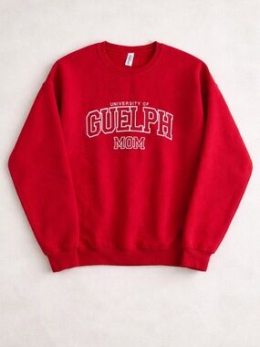 Y2K Jerzees University of Guelph Mom Red Crewneck Sweatshirt Adult Large Boxy